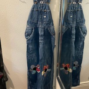 Vintage 70s Lee Overalls Flower print Jeans